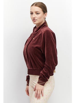 PUMA Women Brand Logo Sports Jacket, Maroon  - Image 2