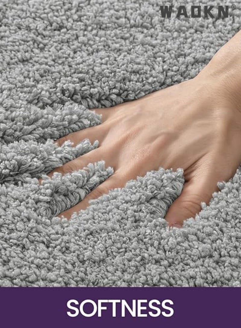 WAOKN Bathroom Rug Mat, Extra Soft and Absorbent Bath Rugs, Washable Non-Slip Carpet Mat for Bathroom Floor, Tub, Shower Room, 32"x20" - Image 2