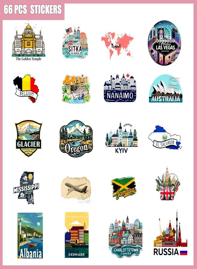 True Flair Waterproof Travel Pack of 66 Laptop Vinyl Self-Adhesive Sticker for Adults, Multicolor Stickers for Laptop, Journal, Guitar, Mobile - Residue Free (Travel Design 2) - Image 4