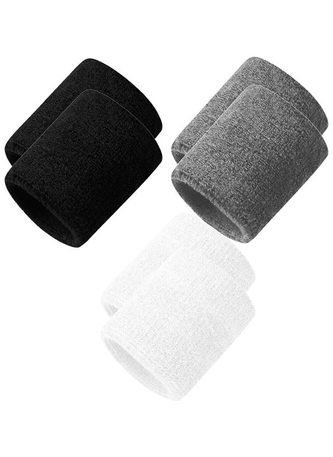Depend - 6 Pack Sweatbands Sports Wristband Cotton Sweat Band For Men Women, Good Tennis, Basketball, Running, Gym, Working Out - Image 1