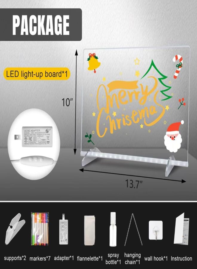 LED Note Board with Highlighters 2 Sets, Doodle Glow Drawing Board, 13.7"X10" 4Modes & 8 Colors, Led Drawing Board for Kids, Gift for Kids Ages 3+, Led Writing Board for Home/Office/Decor - Image 2