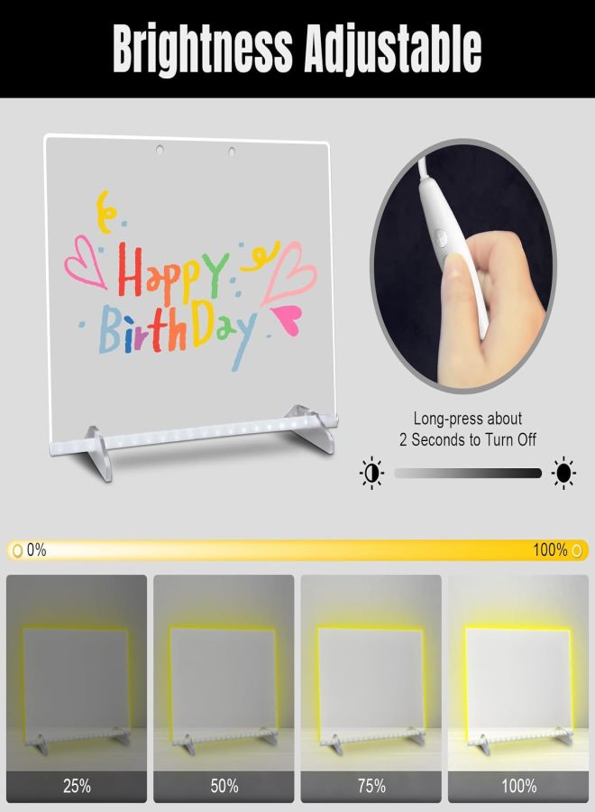 LED Note Board with Highlighters 2 Sets, Doodle Glow Drawing Board, 13.7"X10" 4Modes & 8 Colors, Led Drawing Board for Kids, Gift for Kids Ages 3+, Led Writing Board for Home/Office/Decor - Image 5