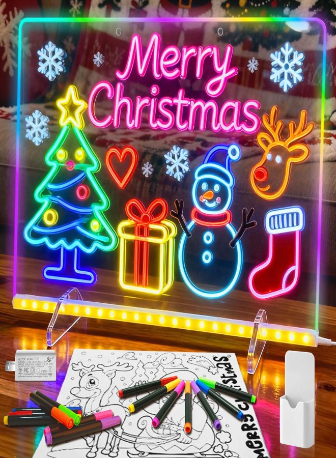 LED Note Board with Highlighters 2 Sets, Doodle Glow Drawing Board, 13.7"X10" 4Modes & 8 Colors, Led Drawing Board for Kids, Gift for Kids Ages 3+, Led Writing Board for Home/Office/Decor - Image 1
