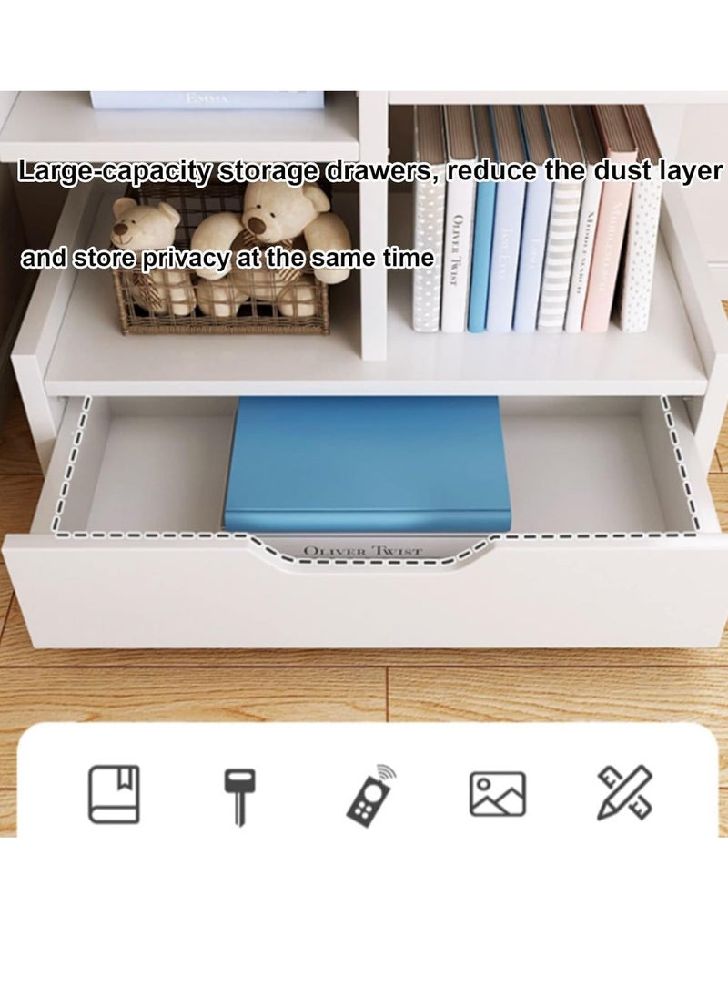 JOMILA Bookcases Floor Standing Tree-Shaped Bookcase Free Standing Open Book Shelves 18 Tier Display Storage Shelves Bookshelves Wood Storage Shelf Organizer Shelves White, 50 * 18 * 169 cm  - Image 2