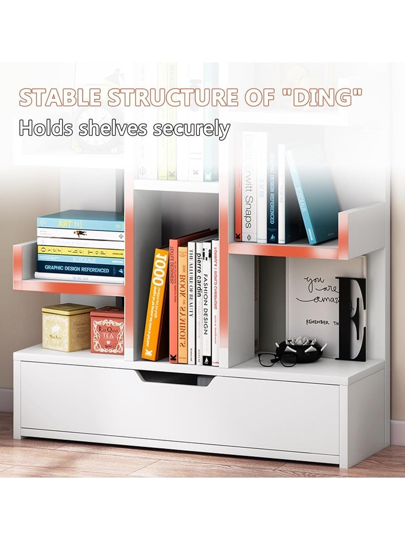 JOMILA - Bookcases Floor Standing Tree-Shaped Bookcase Free Standing Open Book Shelves 18 Tier Display Storage Shelves Bookshelves Wood Storage Shelf Organizer Shelves White, 50 * 18 * 169 cm - Image 1