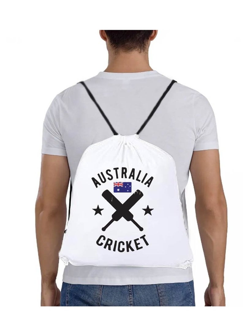 Generic - Australia Cricket Sports Fans Combo Pack - Pack of 3 - Drawstring Bag, Hand Flag and Cap - Australia Cricket Enthusiasts Combo Pack - Ideal for Cricket Matches and Events - Image 1