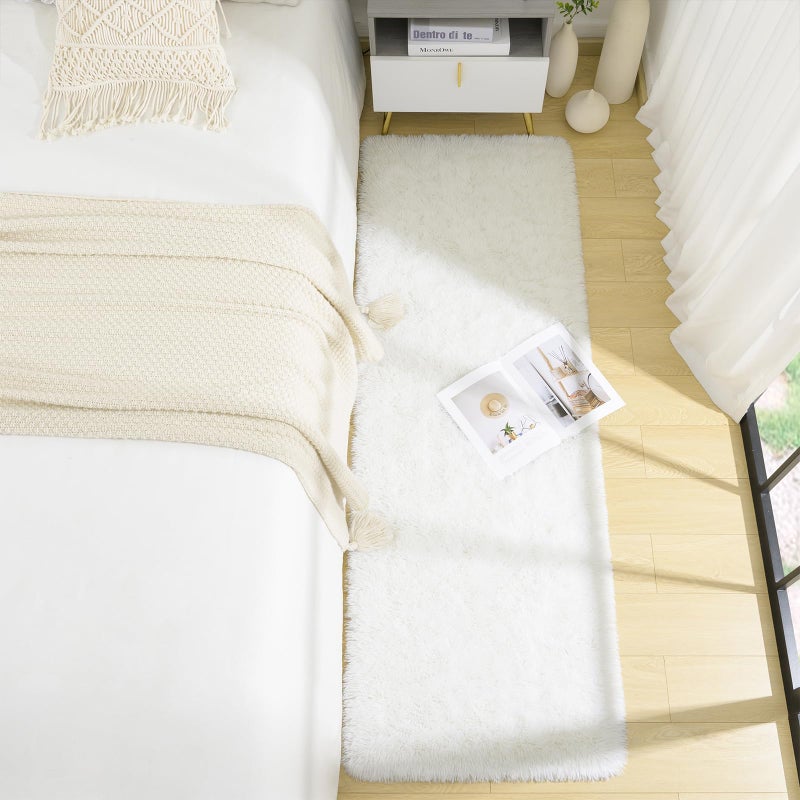 BENRON Soft Runner Rugs for Bedroom 2x6, Washable Long Runners for Hallway Entryway Kitchen Dorm, Fluffy Throw Rug for Kids Girls Room Decor Photo Prop, Cream White - Image 2
