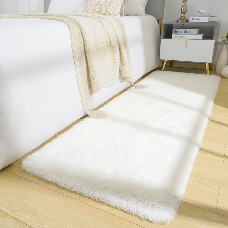 BENRON Soft Runner Rugs for Bedroom 2x6, Washable Long Runners for Hallway Entryway Kitchen Dorm, Fluffy Throw Rug for Kids Girls Room Decor Photo Prop, Cream White - Image 4