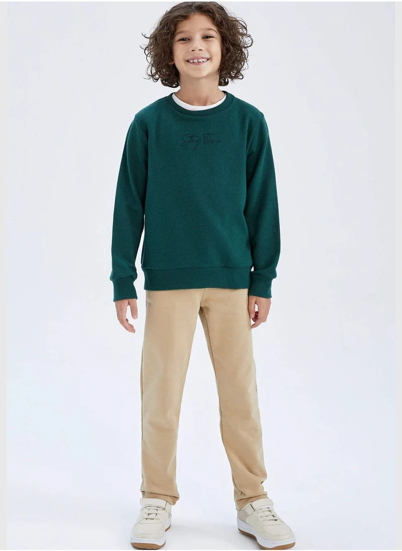 DeFacto Boy Regular Fit Crew Neck Long Sleeve Knitted Sweatshirt