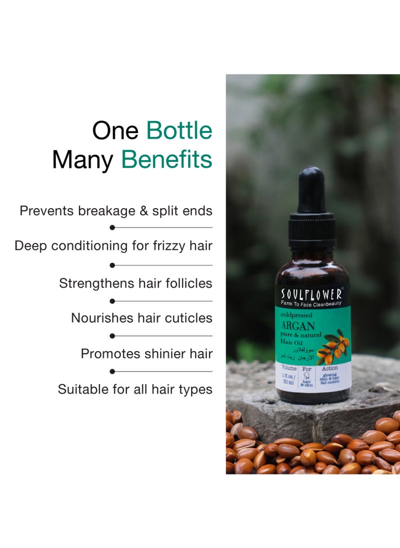 Soulflower Pure Argan Hair Oil Serum For Frizzy Hair, Damaged, Dry Hair, 100% Natural, Cold Pressed, Organic Extracted From Argan Seeds, For Men And Women, Moisturize Skin  - Image 4