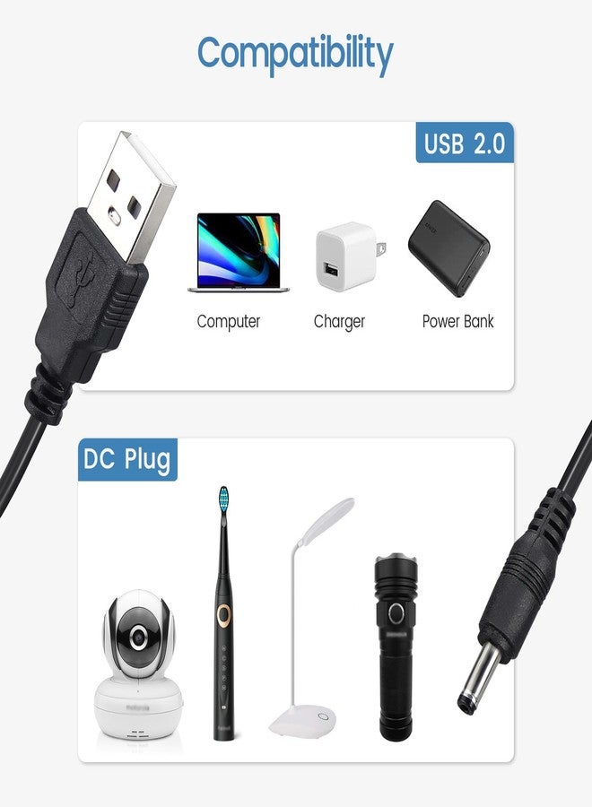 Smays 5-Pack DC 5V Power Cord, USB to DC 3.5mm x 1.35mm Round Barrel Plug Charging Cable 5 ft Black - Image 4