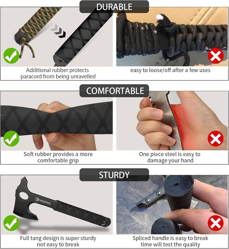 NedFoss Throwing Axe Set, 10.2'' Full Tang Throwing Hatchet with Sheath, Updated TPR Rubber Wrapped Handle, Perfect for Competition and Recreation - Image 3