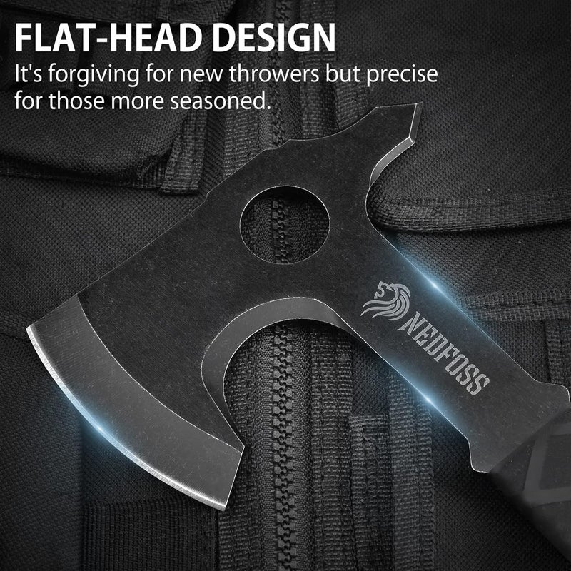NedFoss Throwing Axe Set, 10.2'' Full Tang Throwing Hatchet with Sheath, Updated TPR Rubber Wrapped Handle, Perfect for Competition and Recreation - Image 4