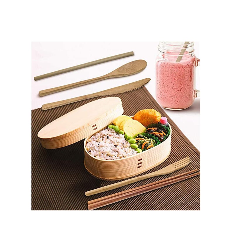 Zikra Bamboo Cutlery Set, Bamboo Travel Utensils Include Knife Fork Spoon Chopsticks Straws - Image 4