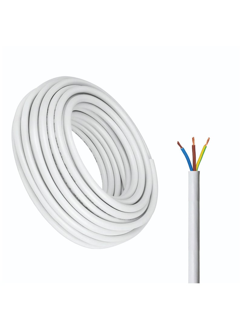 Duravel Duravel 3-Core Electrical Cable, White PVC Insulated Power Wire, Flexible Copper Conductor (3 CORE 10 METER, 1.5MM)  - Image 1