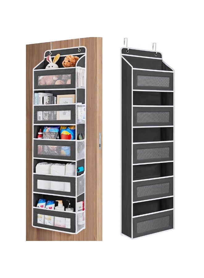 Over The Door Organizer Storage, 5 Shelf Hanging Door Organizer with 5 Large Capacity Pockets, Anti Tilt 44 lb Load Behind Door Storage for Bedroom, Bathroom, Pantry, Nursery, (Black ) - Image 1