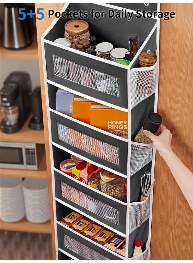 Over The Door Organizer Storage, 5 Shelf Hanging Door Organizer with 5 Large Capacity Pockets, Anti Tilt 44 lb Load Behind Door Storage for Bedroom, Bathroom, Pantry, Nursery, (Black ) - Image 5