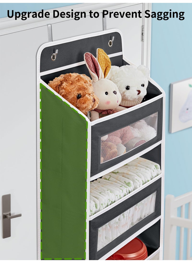Over The Door Organizer Storage, 5 Shelf Hanging Door Organizer with 5 Large Capacity Pockets, Anti Tilt 44 lb Load Behind Door Storage for Bedroom, Bathroom, Pantry, Nursery, (Black ) - Image 4