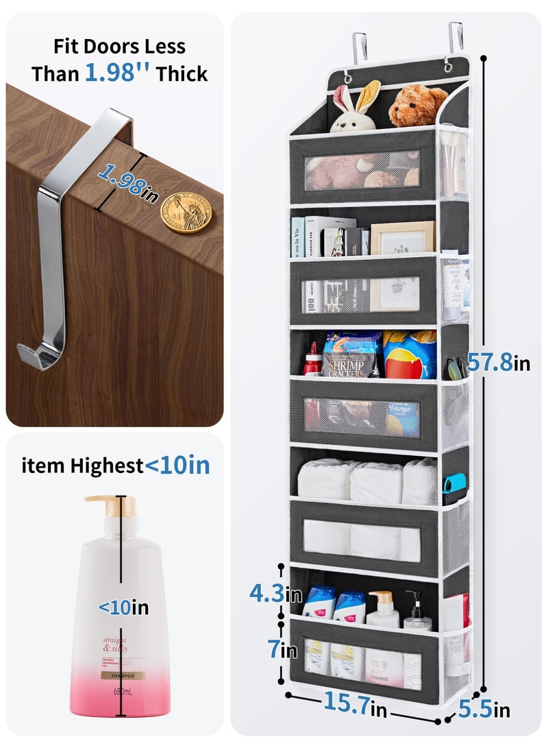 Over The Door Organizer Storage, 5 Shelf Hanging Door Organizer with 5 Large Capacity Pockets, Anti Tilt 44 lb Load Behind Door Storage for Bedroom, Bathroom, Pantry, Nursery, (Black ) - Image 3