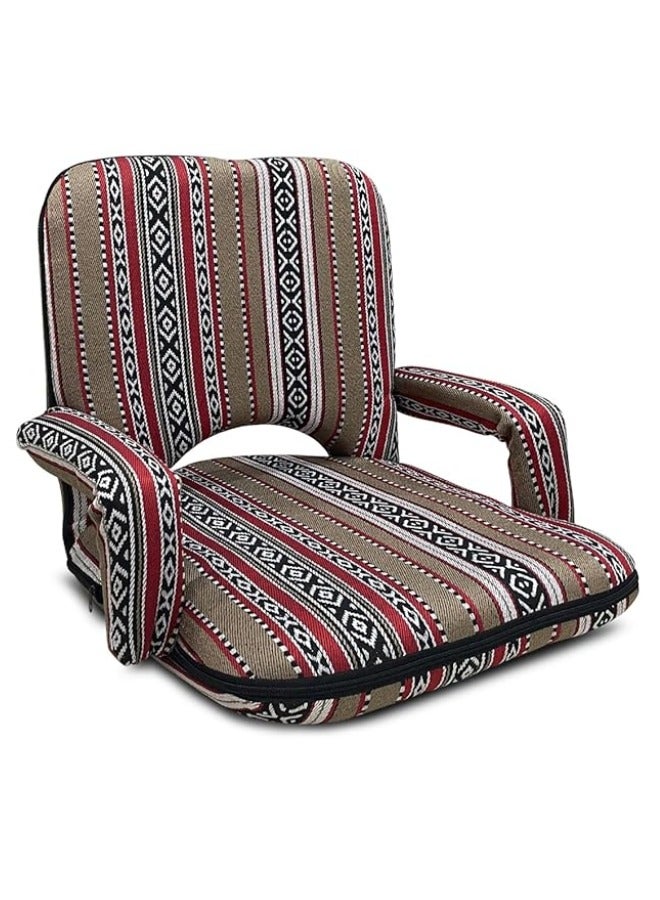 سمارت هوم كرسي ارضي عربي تقليدي قابل للطي مع مسند ذراع ومسند ظهر قابل للتعديل بالكامل، مناسب للرحلات والنزهات والتخييم والاستمتاع في الهواء الطلق، كرسي عربي محمول مريح وعالي الجودة - Image 2