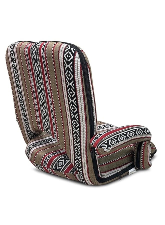 سمارت هوم كرسي ارضي عربي تقليدي قابل للطي مع مسند ذراع ومسند ظهر قابل للتعديل بالكامل، مناسب للرحلات والنزهات والتخييم والاستمتاع في الهواء الطلق، كرسي عربي محمول مريح وعالي الجودة - Image 3