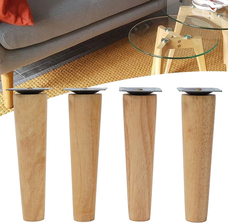 Replacement Wooden Legs: 4-Piece Gray Natural Oak, 8/10/15 Cm Height, With Floor Protection Pads & Full Installation Kit - Multi-Functional Furniture Legs for Sofa, Chair, Coffee Table & Home Furnitur - Image 5