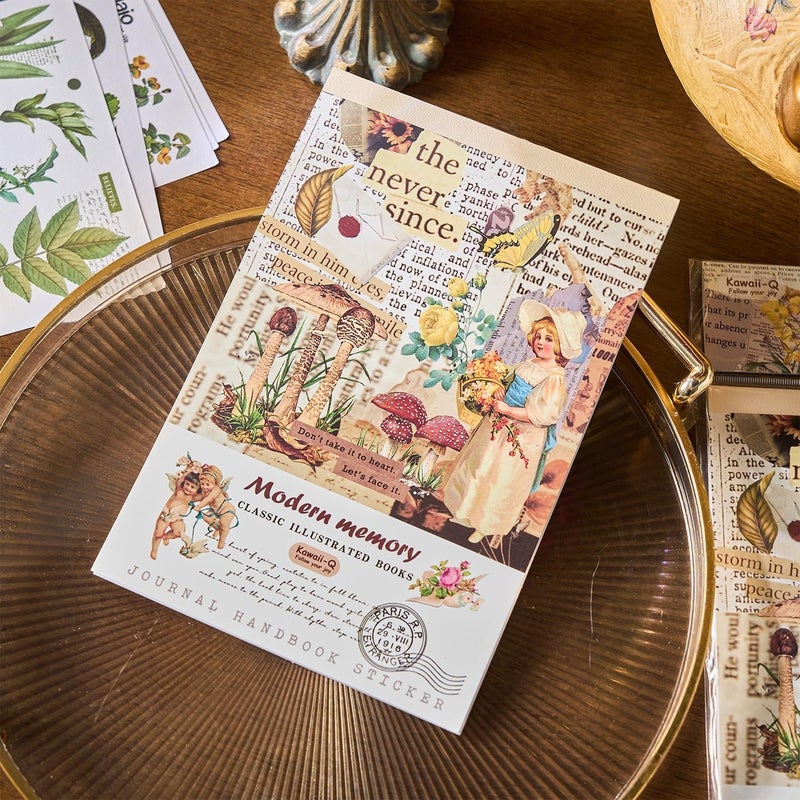 DEOXY Pack of 1 Book,Morning Foam Sticker Book Modern Memory Thin Series of 20 DIY Decorative Stickers Without Repeating European and American Retro Hand Account - Image 3