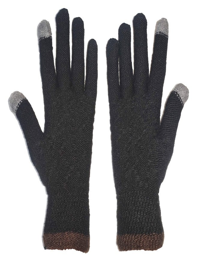 NESVIB Men's & Women's Winter Cap, Neck Warmer & Touch Screen Gloves Combo. Snow Proof,Inside Fur, Warm Woolen Cap with Muffler/Neck Warmer & Mobile Smartphone Gloves for Winters - Free Size (Black) - Image 4