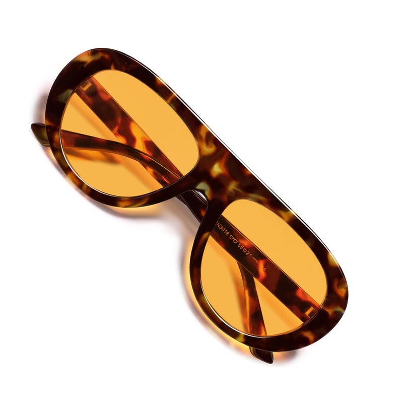 VANLINKER Retro Aviator Sunglasses for Women Chic Classic 70s Vintage Trendy 2025 Chunky Sun Glasses VL9865,Tortoise/Orange - Image 1