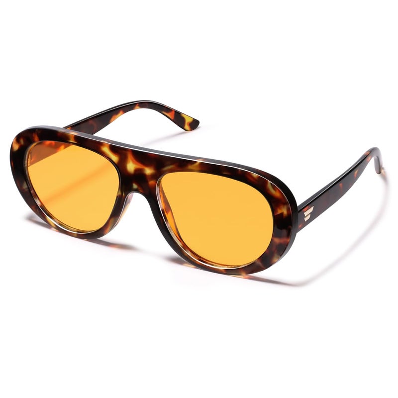 VANLINKER Retro Aviator Sunglasses for Women Chic Classic 70s Vintage Trendy 2025 Chunky Sun Glasses VL9865,Tortoise/Orange - Image 3