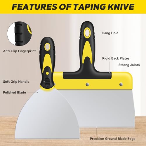 DEKEones Putty Knife Set, 4PCS Stainless Steel Scraper Paint Tool with Comfortable Grip for Drywall Repair, Wallpaper Removal and Plaster Scraping(2,4,6,8in) - Image 3