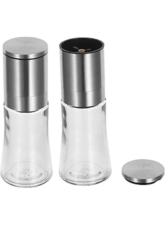 Manual Pepper Salt Grinder Set Stainless Steel Refillable Kitchen Spice Shakers 2pcs - Image 1