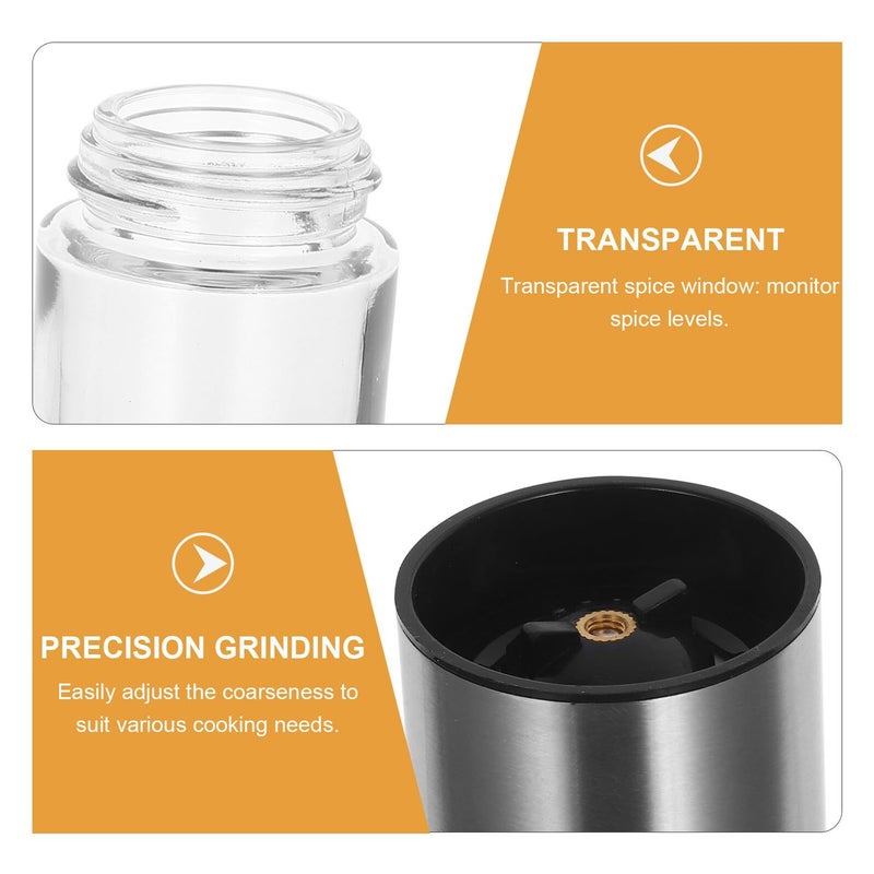 Manual Pepper Salt Grinder Set Stainless Steel Refillable Kitchen Spice Shakers 2pcs - Image 4