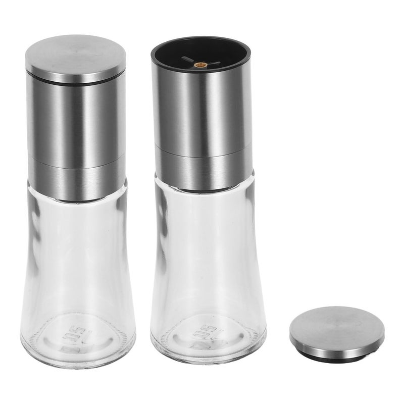 Manual Pepper Salt Grinder Set Stainless Steel Refillable Kitchen Spice Shakers 2pcs - Image 2