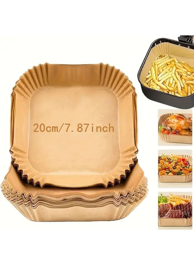 100 Sheets Heavy Duty Square Air Fryer Parchment Paper Food Grade Non Stick Waterproof Pre Cut Baking Sheets for Oven Microwave Grill BBQ - Image 1