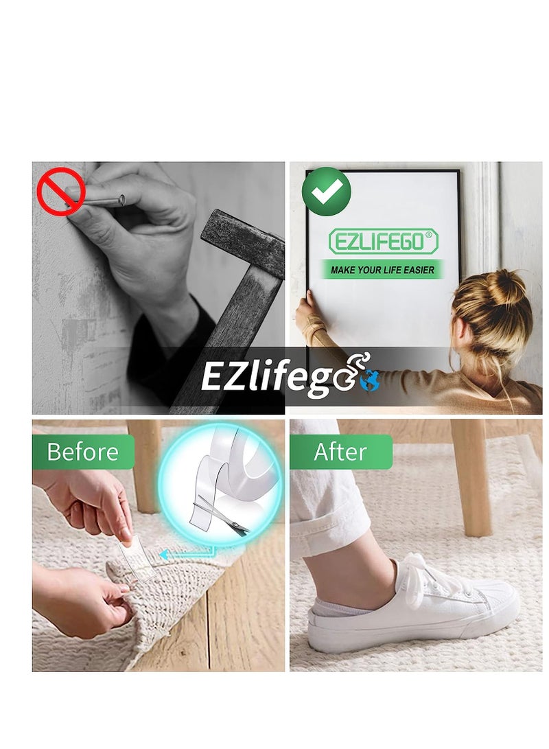 EZlifego Double Sided Tape Heavy Duty, Extra Large Nano Double Sided Adhesive Tape, Clear Mounting Tape Picture Hanging Adhesive Strips,Removable Wall Tape Sticky Poster Tape Decor Carpet Tape(9.85FT)  - Image 2