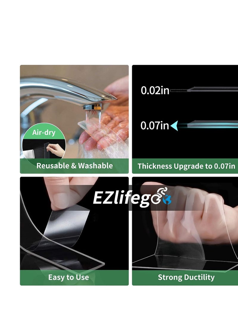 EZlifego Double Sided Tape Heavy Duty, Extra Large Nano Double Sided Adhesive Tape, Clear Mounting Tape Picture Hanging Adhesive Strips,Removable Wall Tape Sticky Poster Tape Decor Carpet Tape(9.85FT)  - Image 4