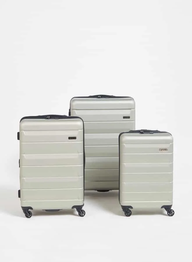 Wave Textured Hardcase Luggage Trolley Bag with Retractable Handle - Set of 3