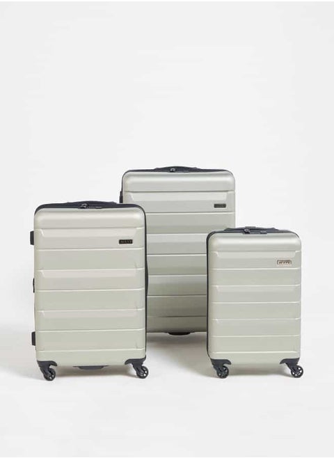 Textured Hardcase Luggage Trolley Bag with Retractable Handle - Set of 3