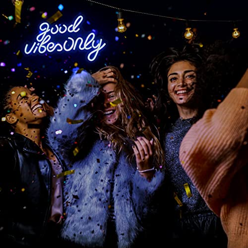 JFLLamp Good Vibes Only Neon Signs for Wall Decor Neon Lights Led Signs Suitable for Living Beer Bar Game Room Hotel Birthday Party Restaurant Christmas Unique Gift for Lover, 16.5 * 10 Inch(Blue) - Image 5