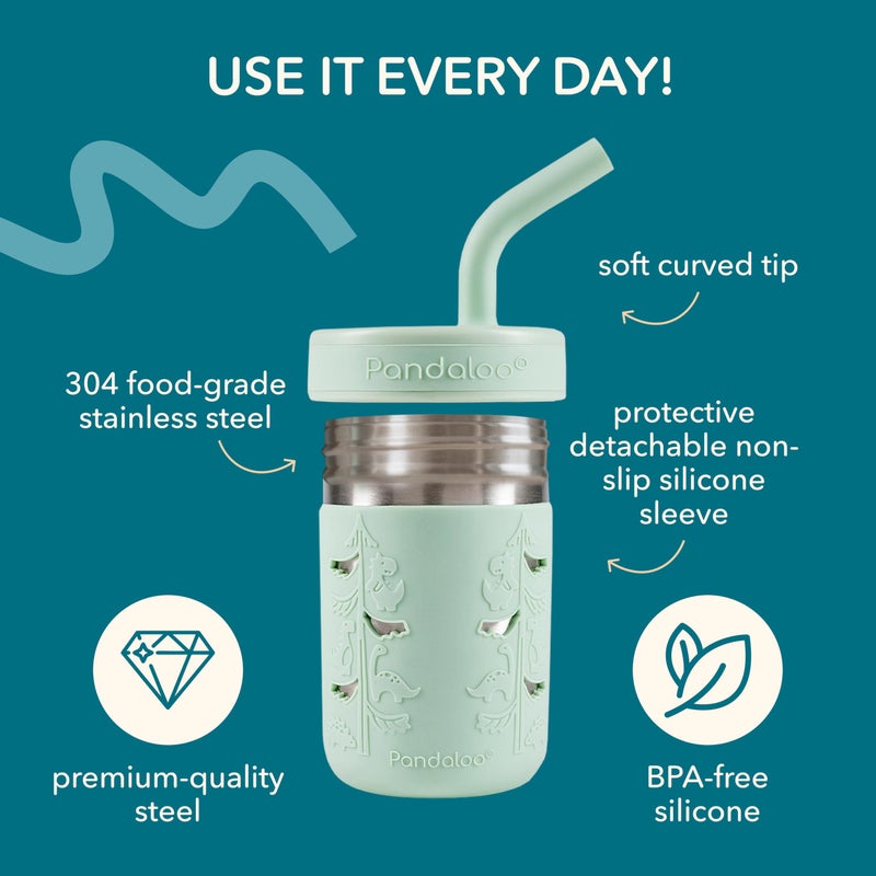 PandalooÂ® Smoothie Cups for Kids - Stainless Steel Toddler Tumbler with Straw, Sippy Cup for Smoothies - BPA-Free, Toddler Snack Cups, 10 oz - Image 5