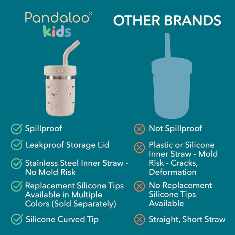 PandalooÂ® Smoothie Cups for Kids - Stainless Steel Toddler Tumbler with Straw, Sippy Cup for Smoothies - BPA-Free, Toddler Snack Cups, 10 oz - Image 4