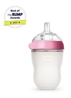 comotomo Natural Feel Baby Bottle 250 ML With Pack Of 2 Natural Teat Silicone Nipples, 3 Holes With Fast Flow, 6 Months +  - Image 2