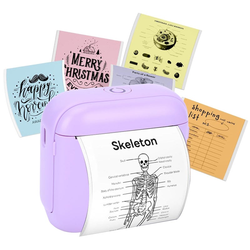 Purple Bluetooth Label Maker Machine Pocket Thermal Sticker Printer For Home Office - Image 2
