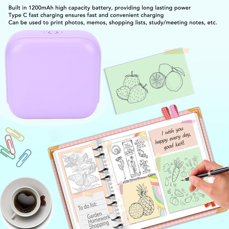 Purple Bluetooth Label Maker Machine Pocket Thermal Sticker Printer For Home Office - Image 3