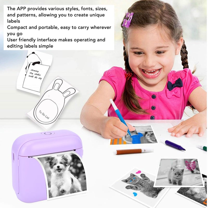 Purple Bluetooth Label Maker Machine Pocket Thermal Sticker Printer For Home Office - Image 4