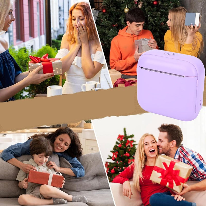 Purple Bluetooth Label Maker Machine Pocket Thermal Sticker Printer For Home Office - Image 5