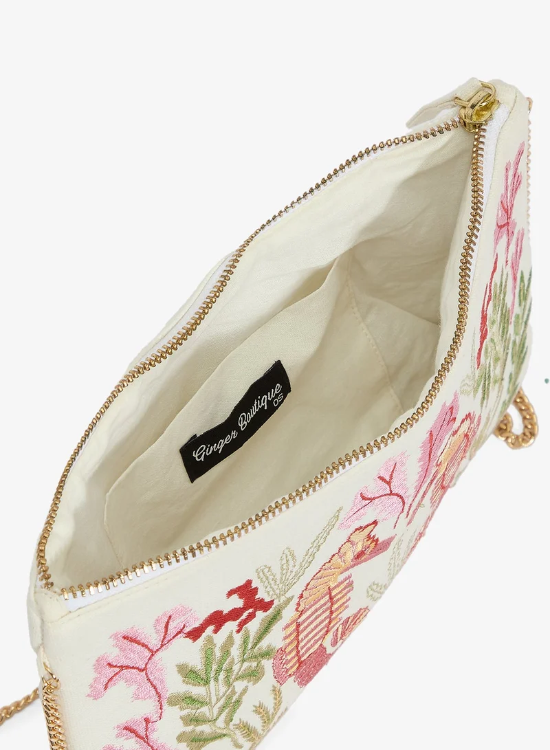 Ginger Boutique  Embroidered Seahorse Print Pouch for Women | Best Price UAE