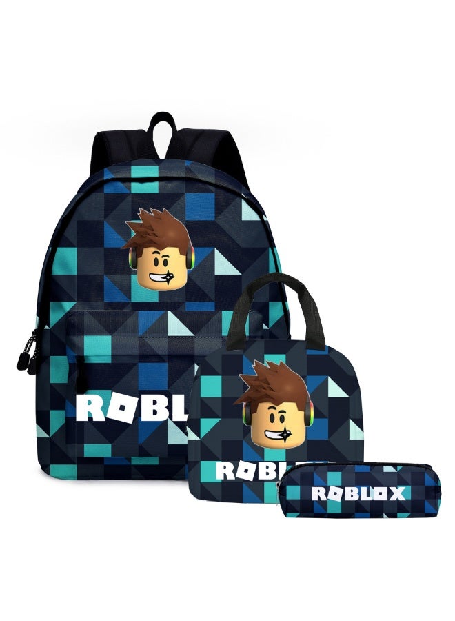 روبلوكس على ظهره مقلمة حقيبة الغداء ثلاث قطع دعوى الرجال والنساء الترفيه الرياضة حقيبة السفر طالب حقيبة المدرسة - Image 1
