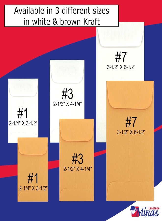 Minas Envelope 500 Minas Envelope - #7 Coin and Cash Envelopes, 24lb. White Paper, 3-1/2 x 6-1/2 Inches, 500 Count, Gummed Flap, for Storage, Organization, Small Parts, Receipts, Jewelry, Crafts - Image 3